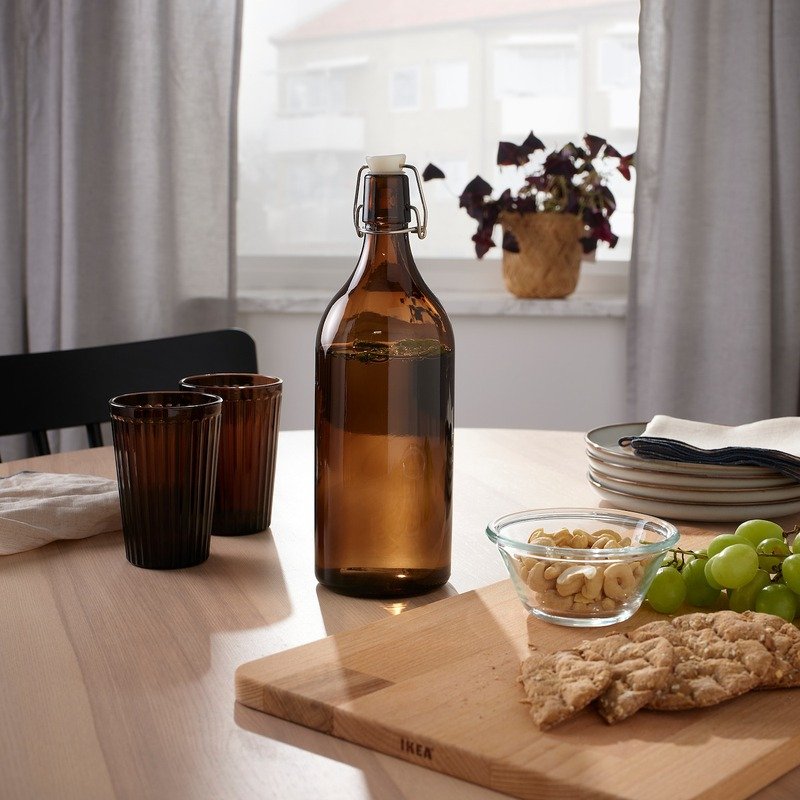 بطری شیشه ای ایکیا مدل IKEA KORKEN حجم 1 لیتر